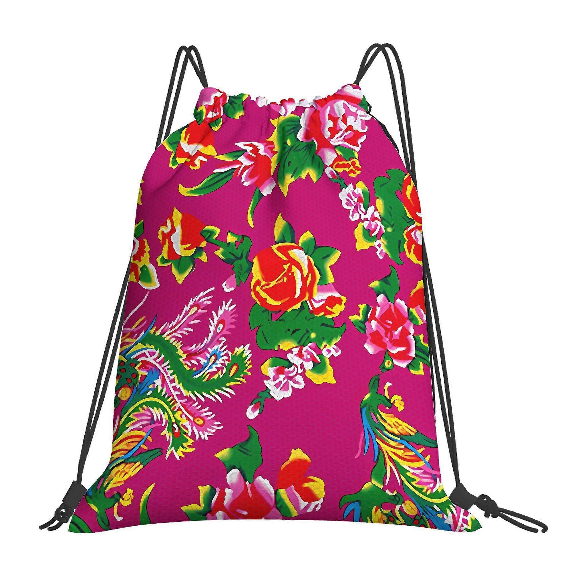 Distinctive Large Floral Pattern Drawstring Bags-Dwazs