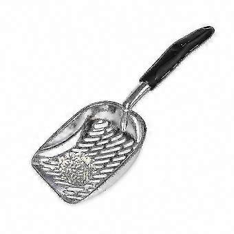 Holdbar metalske til kæledyrsgrus, solid sigteskovl til katteafføring, 34,5x14,4 cm, sort