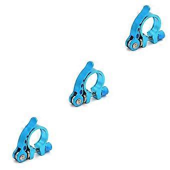 Abraçadeira de canote de selim para bicicleta com liberação rápida, 3 peças, em liga de alumínio, azul.