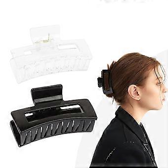 Pinces à griffes à cheveux, accessoires pour cheveux pour femmes et filles Cheveux fins, pince à cheveux à tenue forte (3,5 pouces, clair + noir)
