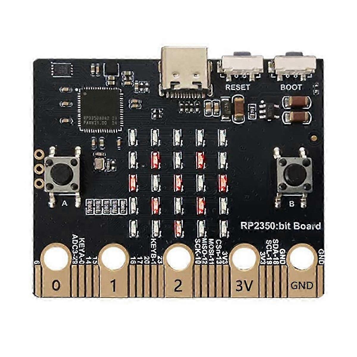 RP2350 Bit Board Development Board, Edge Connector Compatible, 16MB Flash, 5x5 LED Matrix, Programmable Buttons for Coding and Robotics