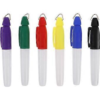 Ball Marker Pen 6pcs Mini Dry Erase Markers Triangle Metal Ring Smooth Writing for Golf Line Ball and Outdoor Activities