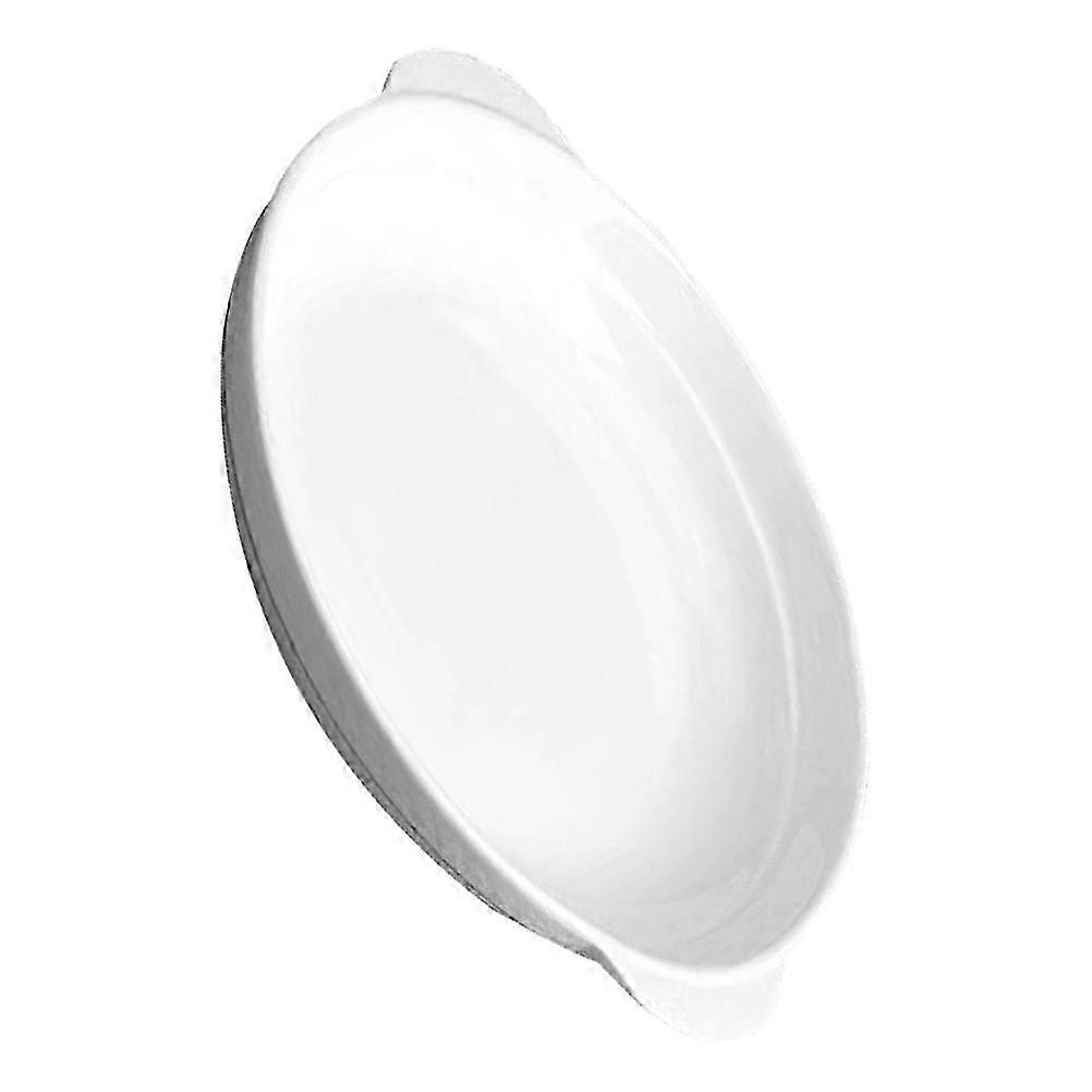 White Ceramic Round Baking Dish with Dual Handles