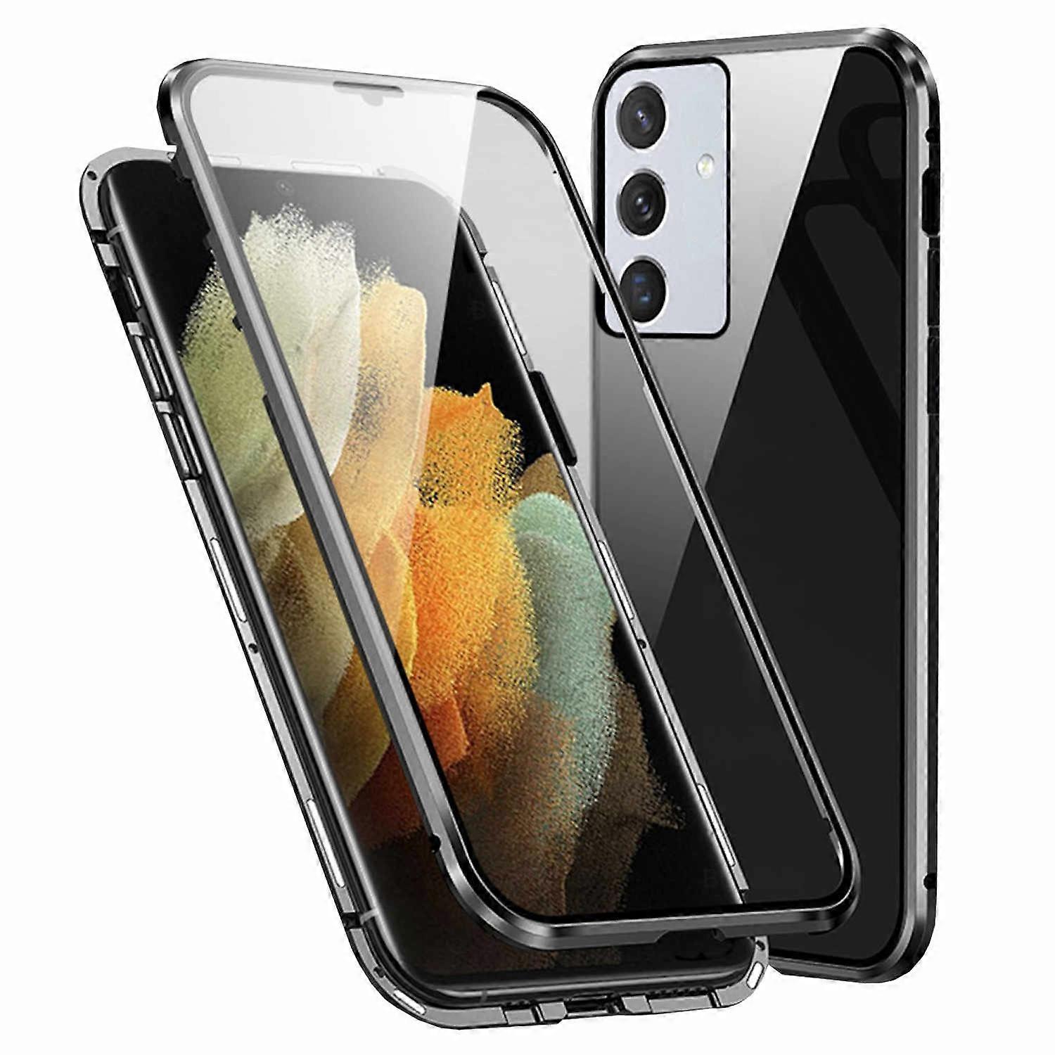 For Samsung Galaxy S24 FE Mobile Phone Case 360 ​​Magnetic Glass Bumper Metal Case Cover