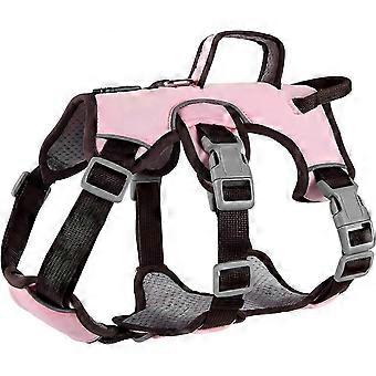 Ausbruchsicheres Hundegeschirr mit atmungsaktivem, weichem und reflektierendem Material sowie gepolstertem Griff, geeignet für kleine bis mittelgroße Hunde beim Spaziergang und Training, Rosa M