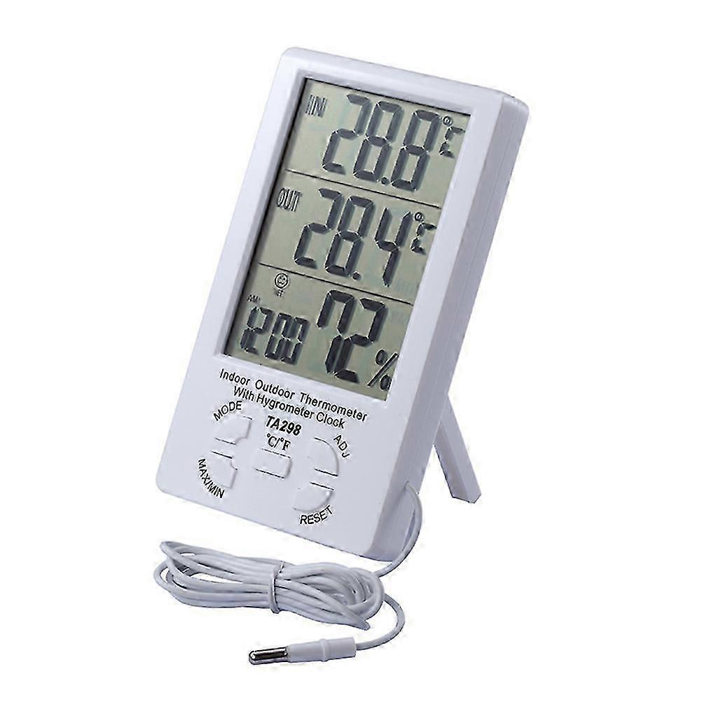 Indoor Digital Hygrometer Temperature Meter Clock Function 150x88x24mm Plastic 1Pcs