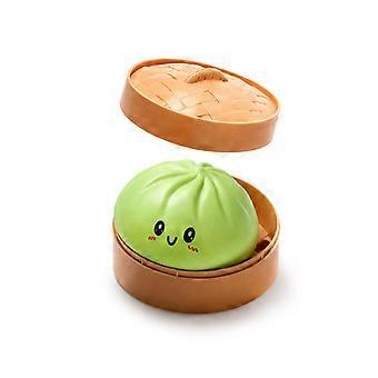 Colorful smiley face steamed buns, squishy and cute grass green shaped realistic buns, stress relief toys that slow-rebound when squeezed.