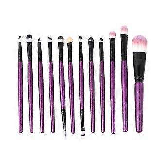 12Pcs Makeup Brush Set with Nylon Bristles and Wood Handle