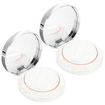 Custodia vuota per fondotinta cushion con specchio, per riporre oggetti (2 pezzi, colore argento).