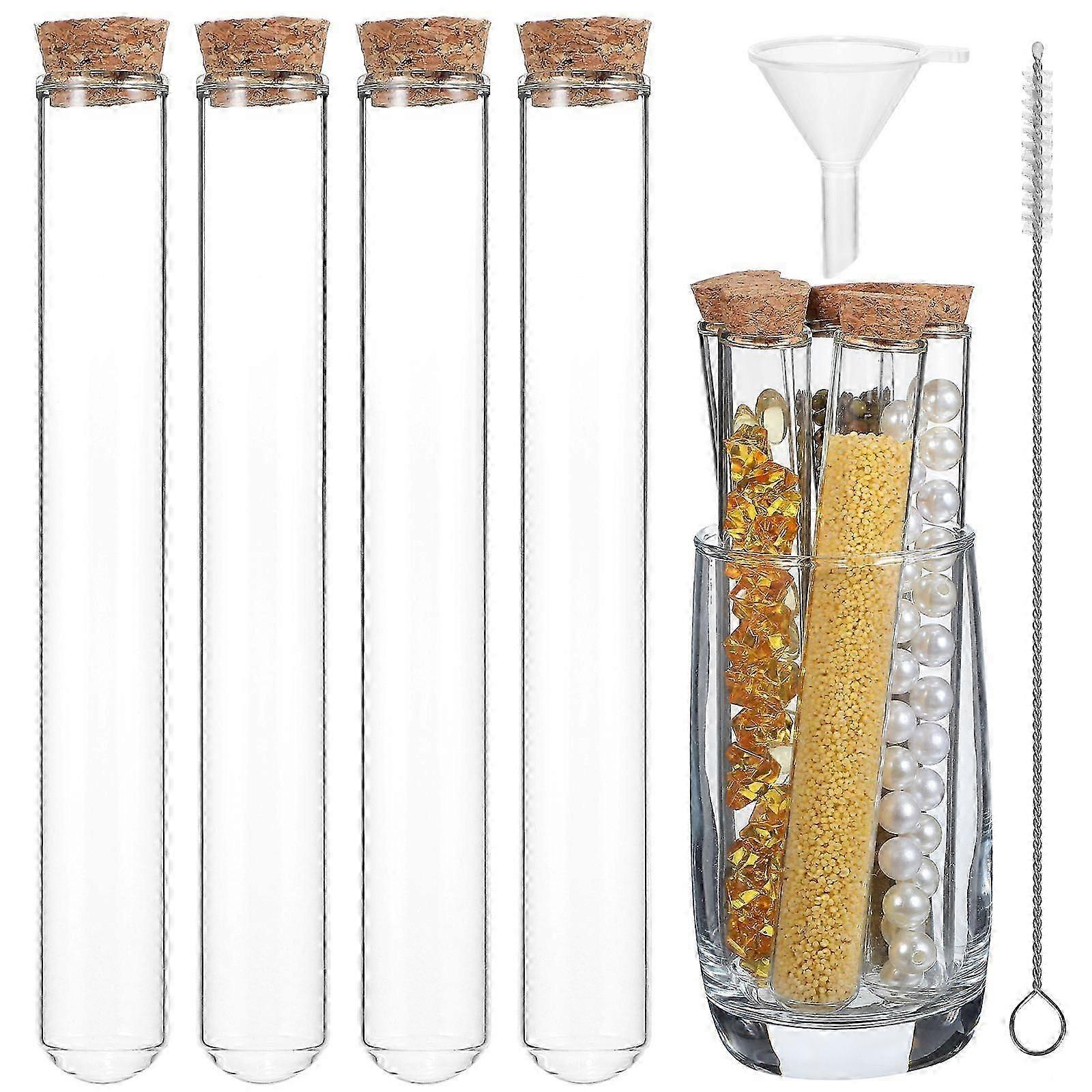 16 Pcs Lab Test Tubes with Corks, Brush and Funnel for Experiment Use