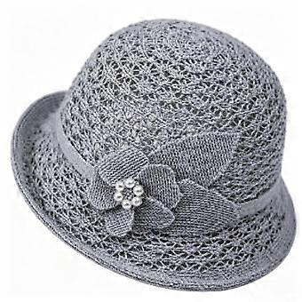 Elegant Hollowed-Out Sun Hat Adjustable Short-Brimmed Style Rolled-Brim Lightweight Breathable Bowler Party