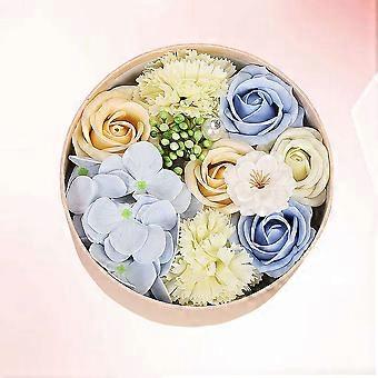 Soap Flower Gift Small Round Box for Relaxing Bath 1Pcs Blue
