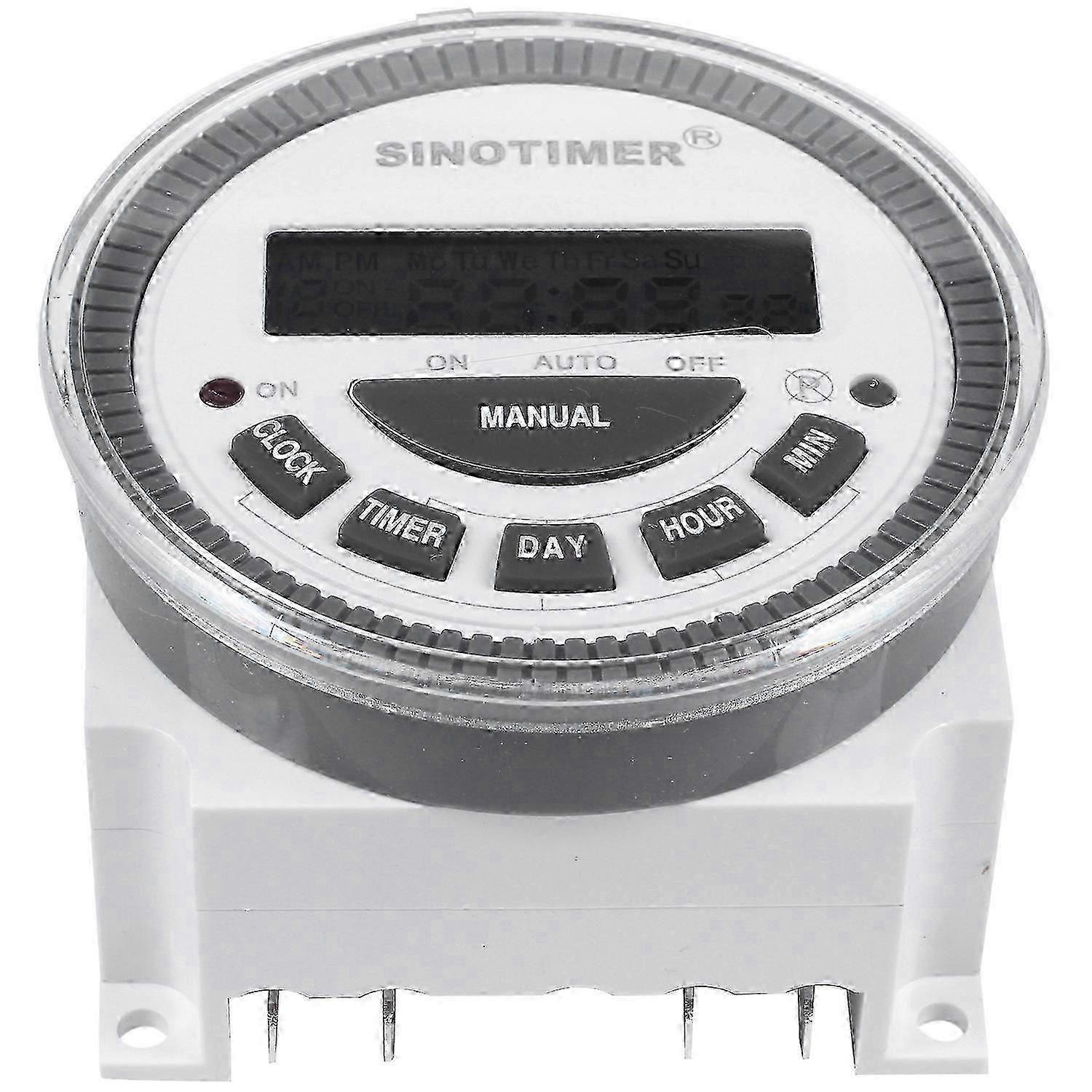 Digital Timer Switch, Adjustable Output Voltage, Dustproof Cover, Programmable 24-Hour Timer (16 ON/OFF Cycles), 200-250V, 10A/16A/30A