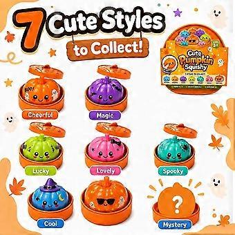Halloweenpumpa Squishy Fidget-leksak, långsamt stigande mjuk klämleksak, stresslindrande pumpaprydnad med förvaringslåda för barn, presenter till högtider