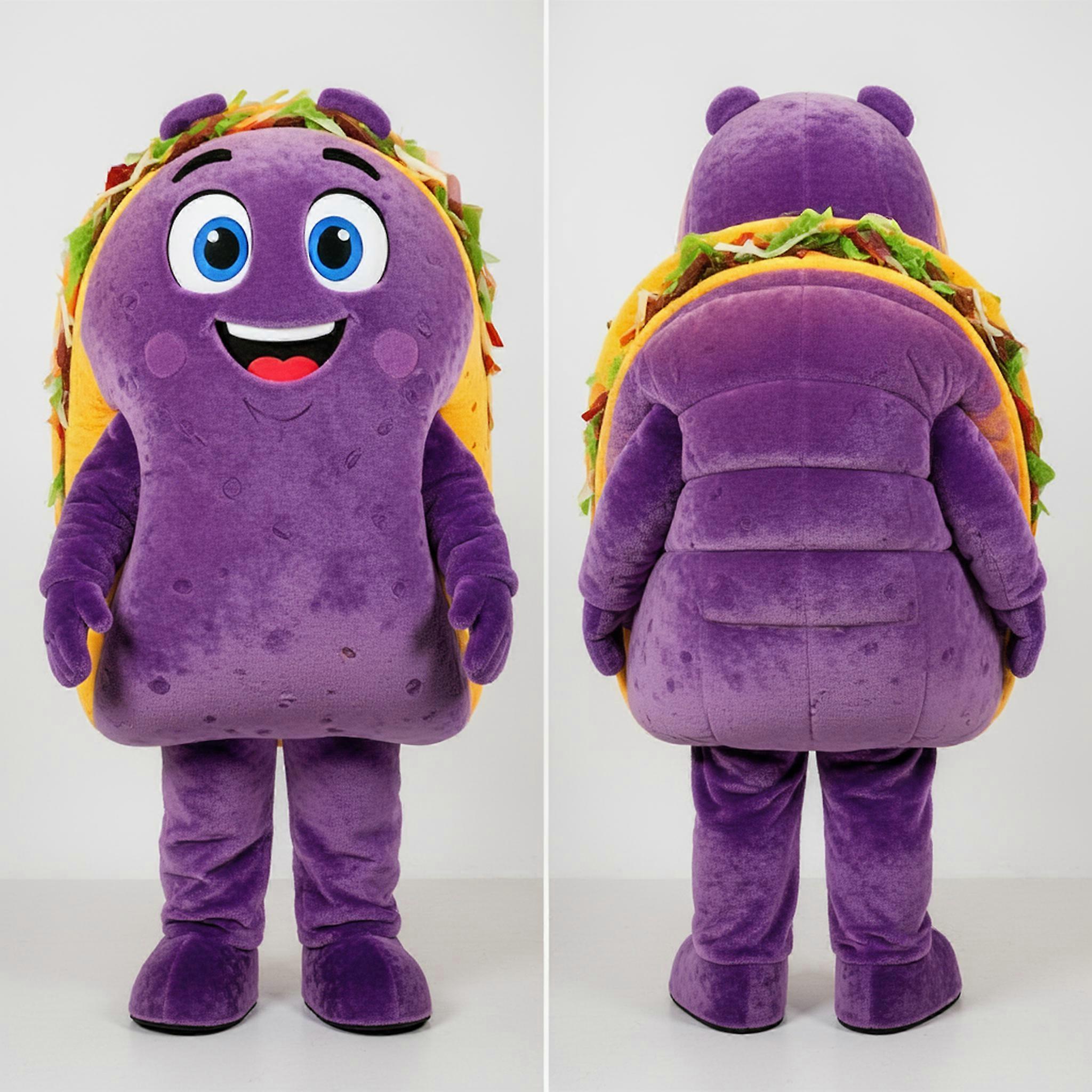 MASTICOT Purple Smiling Tacos Mascot