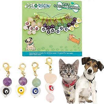 12pcs Evil Eye Pet Collar Charms Pendants Heart Shaped Round Evil Eye Collar Charms Cat Dog Collar Pendant making kit