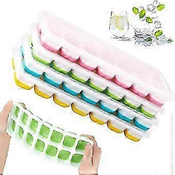 4 Pack Silicone Ice Cube Trays with Lids, Stackable Easy Release Square Cube Molds for Freezer, Reusable Ice Cube Maker