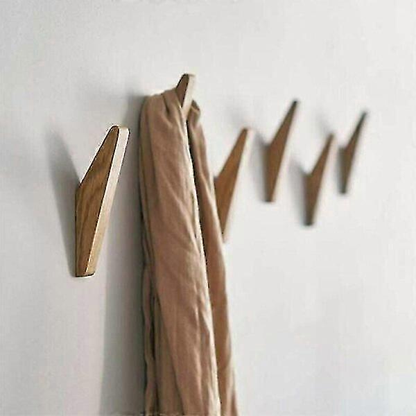 Solid Wood Hook, Stable Protection, 6-Piece Set, Door/Wardrobe Hook