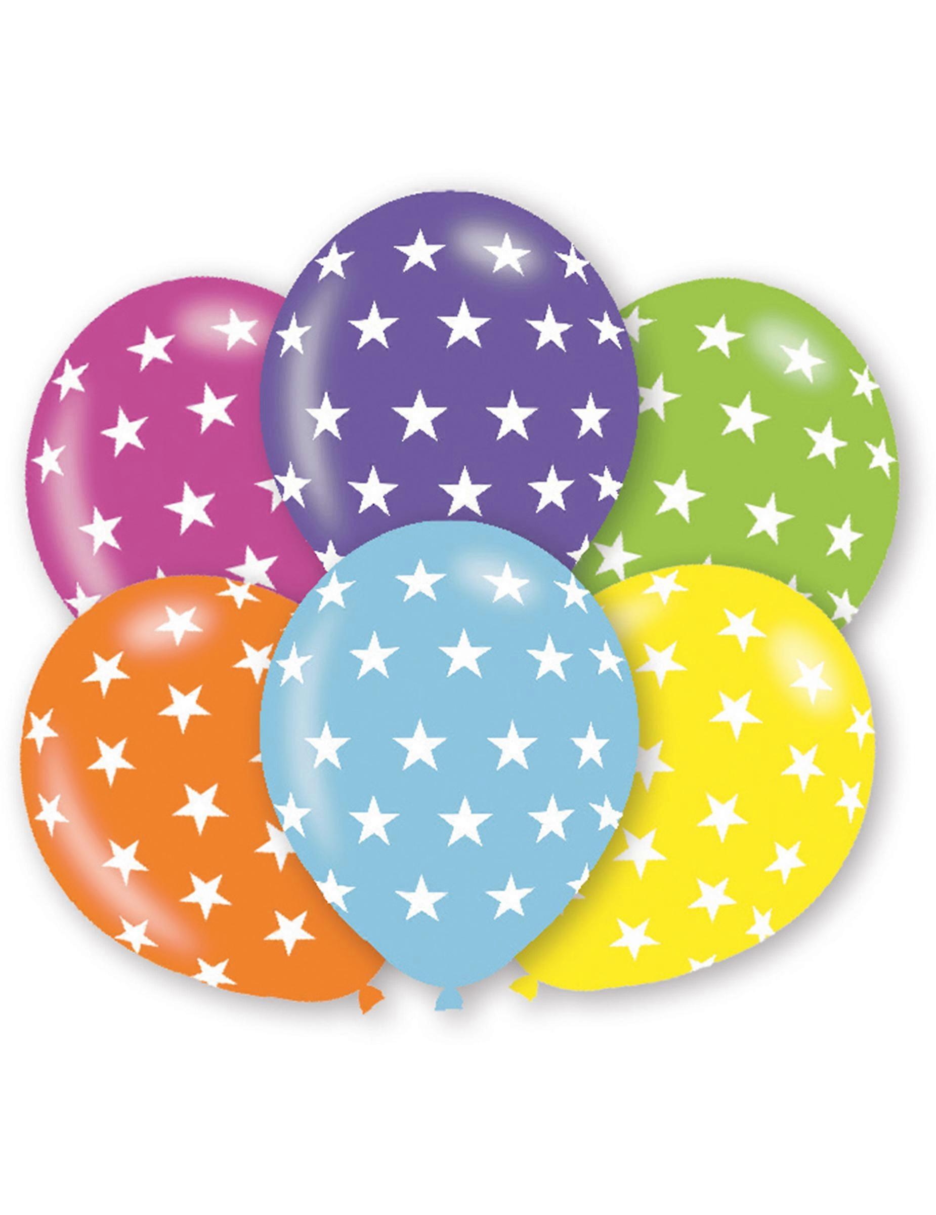 6 Ballons étoiles multicolores