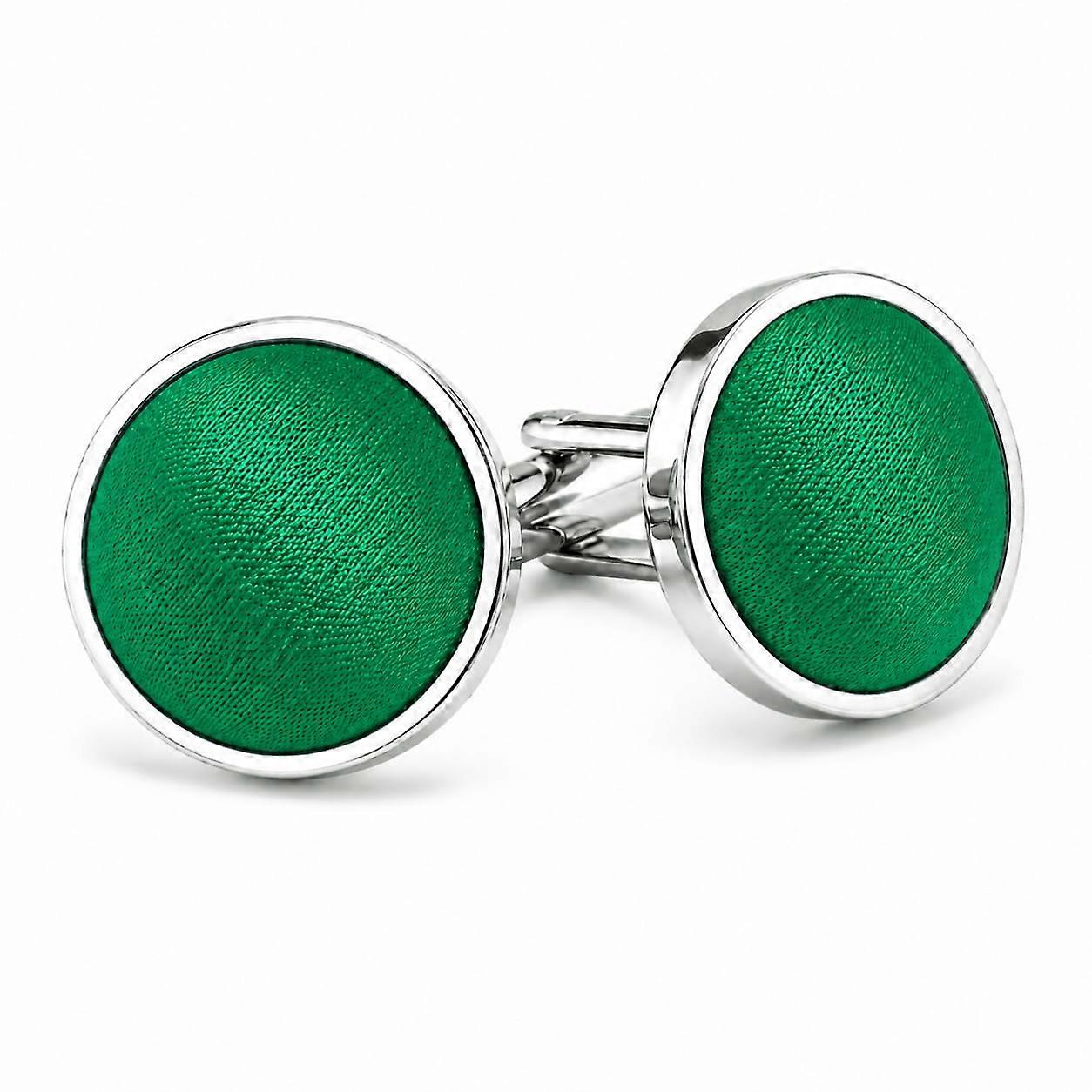 Emerald Green Plain Satin Cufflinks