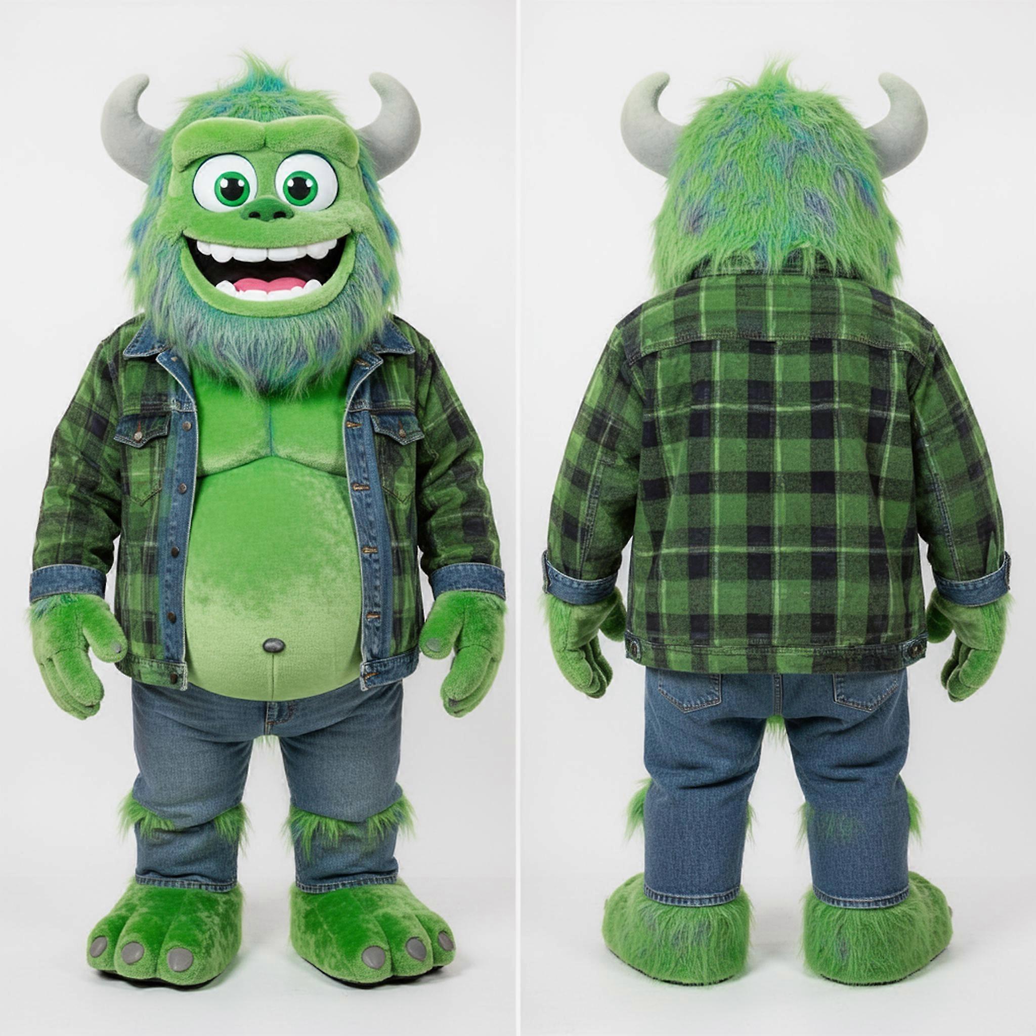 MASTICOT Emerald Green Grinning Yeti Mascot