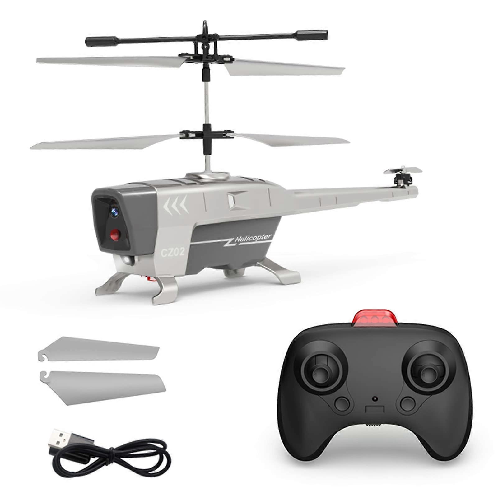 RC Helicopter with Gyro and LED Lights, Smart Obstacle Avoidance, Auto Hover, Grey Model