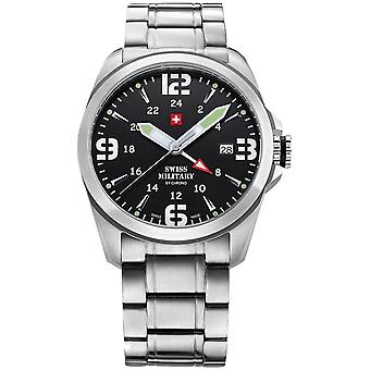 Swiss militar Swiss Quartz analógico relógio de homem com SM 34034.01 pulseira de aço inoxidável
