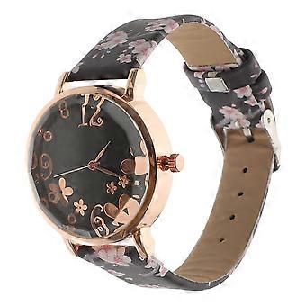 Reloj de pulsera para mujer, de aleación negra, con movimiento de cuarzo, ideal para niñas, con un diseño clásico.
