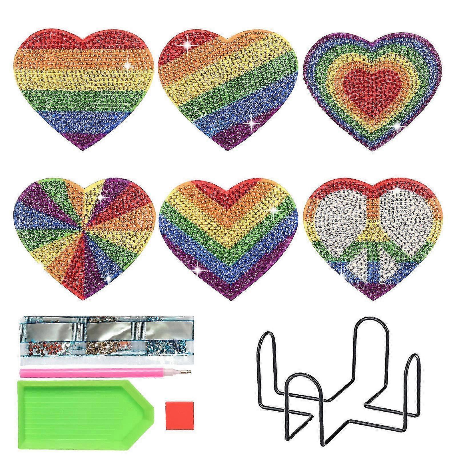 DIY Rainbow Heart Diamond Coaster Kit