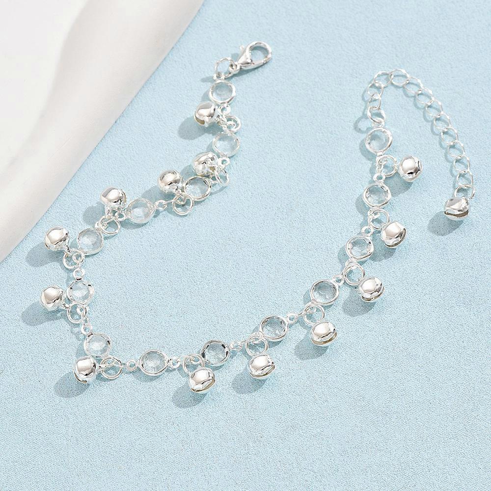 1pc Bell Alloy Charm Anklets Silver 7-1/2 inch(190mm)
