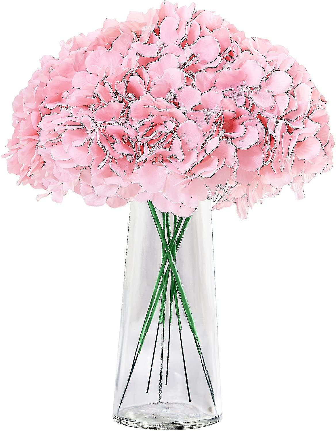 Fong Pack Of 10 Hydrangea Flowers Blush Artificial Silk Hydrangea Flowers Head With Stems For Wedding Party Home Deco