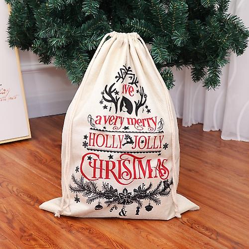 Large Printed Linen Backpack Christmas Gift Bag Candy Bag