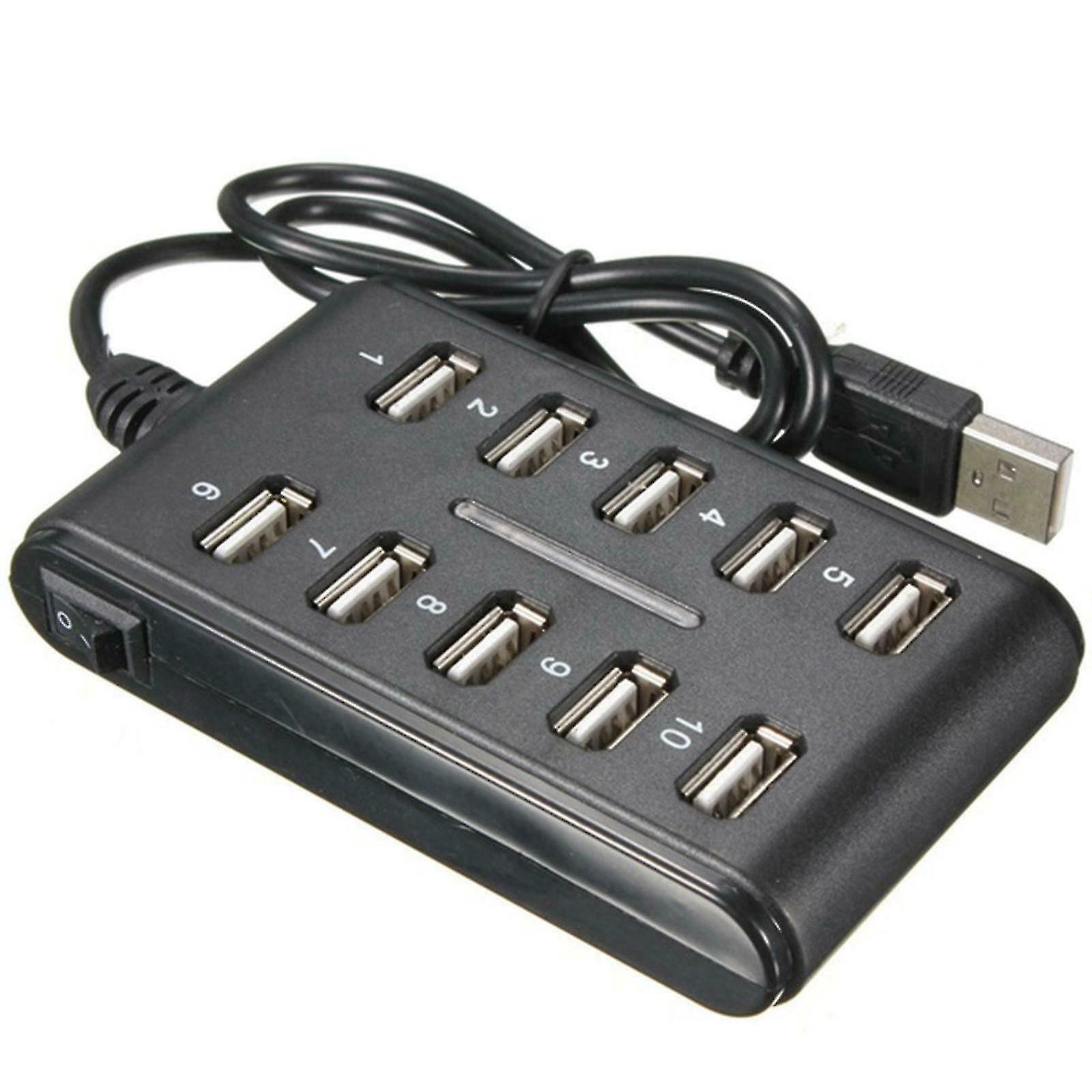10-portowy koncentrator USB 2.0 High Speed Adapter Przedłużacz Plug and Play PC Laptop