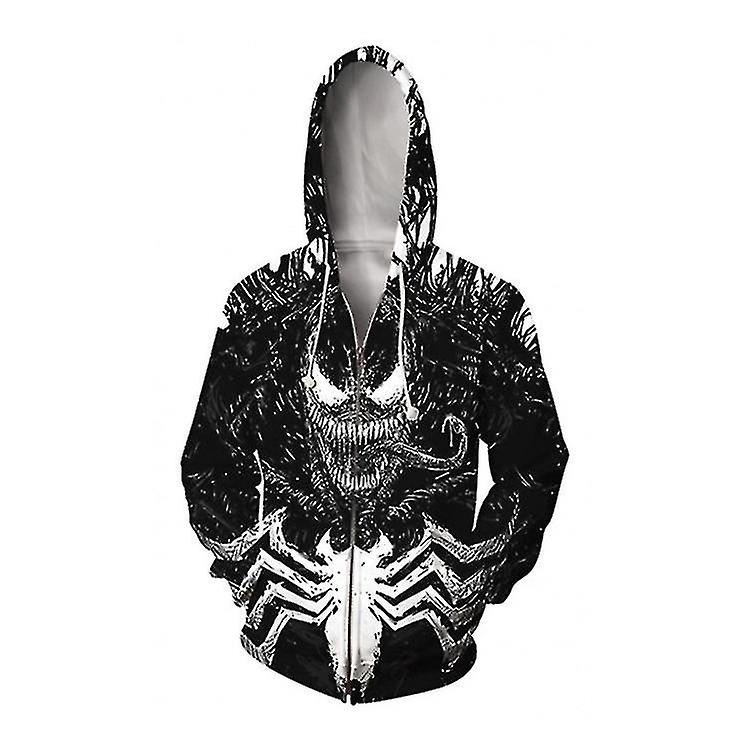 Venom Spider-man Print Hoodie Unisex Zipper Coat Hooded Jacket Sweatshirt