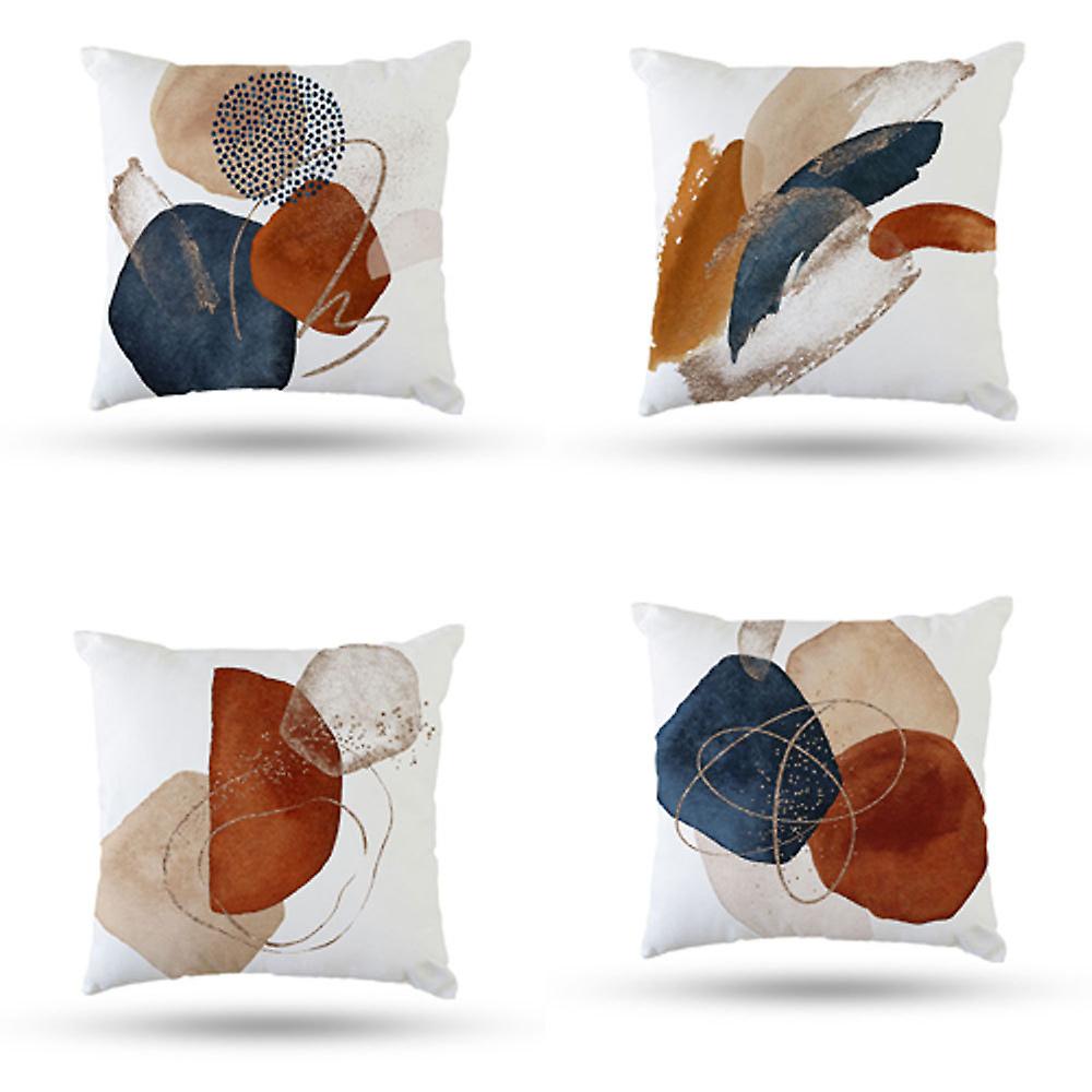 Cushion Cover 45x45 Set of 4 Sofa Cushion Covers Decorative Pillows Geometric Pattern Linen Sofa Cushion Set for Couch