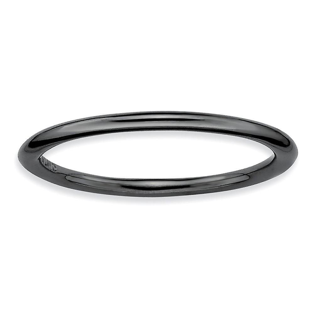 925 Sterling Silver Ruthenium plating Stackable Black Plated Polished Ring Stackable Ring for Women - Ring Size: 5 to 10