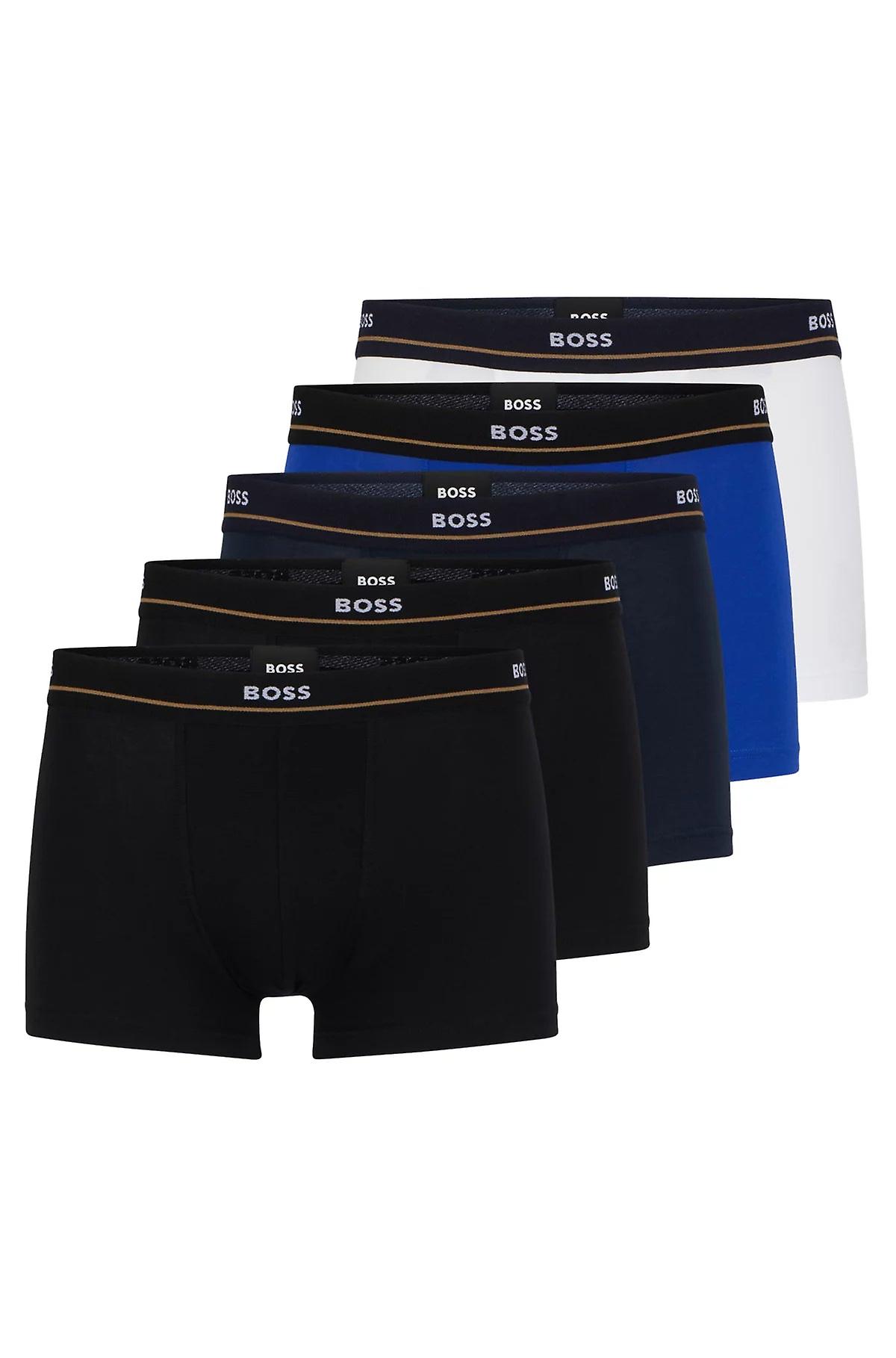Boss - 5 Pack Cotton Stretch Trunks With Logo Waistbands - Multicolour