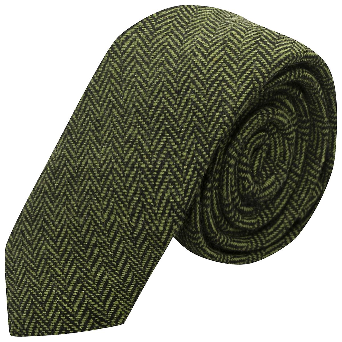 Pickle Green &amp; Black Herringbone Tie