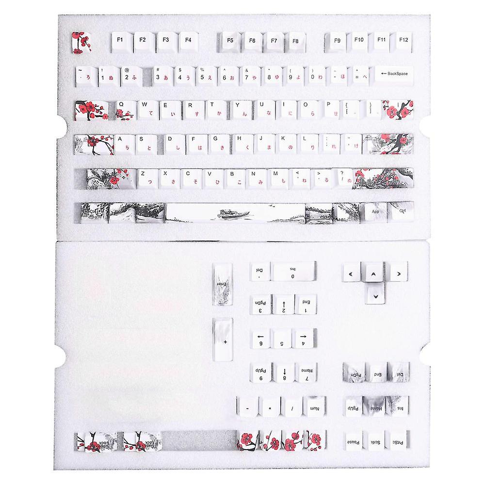 110 Keys Pbt Keycap Dye-sublimation Plum Blossom Cherry Profile Key Cap Diy Mechanical Keyboard Key