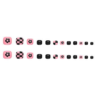 Classic Chessboard Print False Nail Smooth Edge Short Fake Nail Easy Removal For Salon Expert And Naive Women