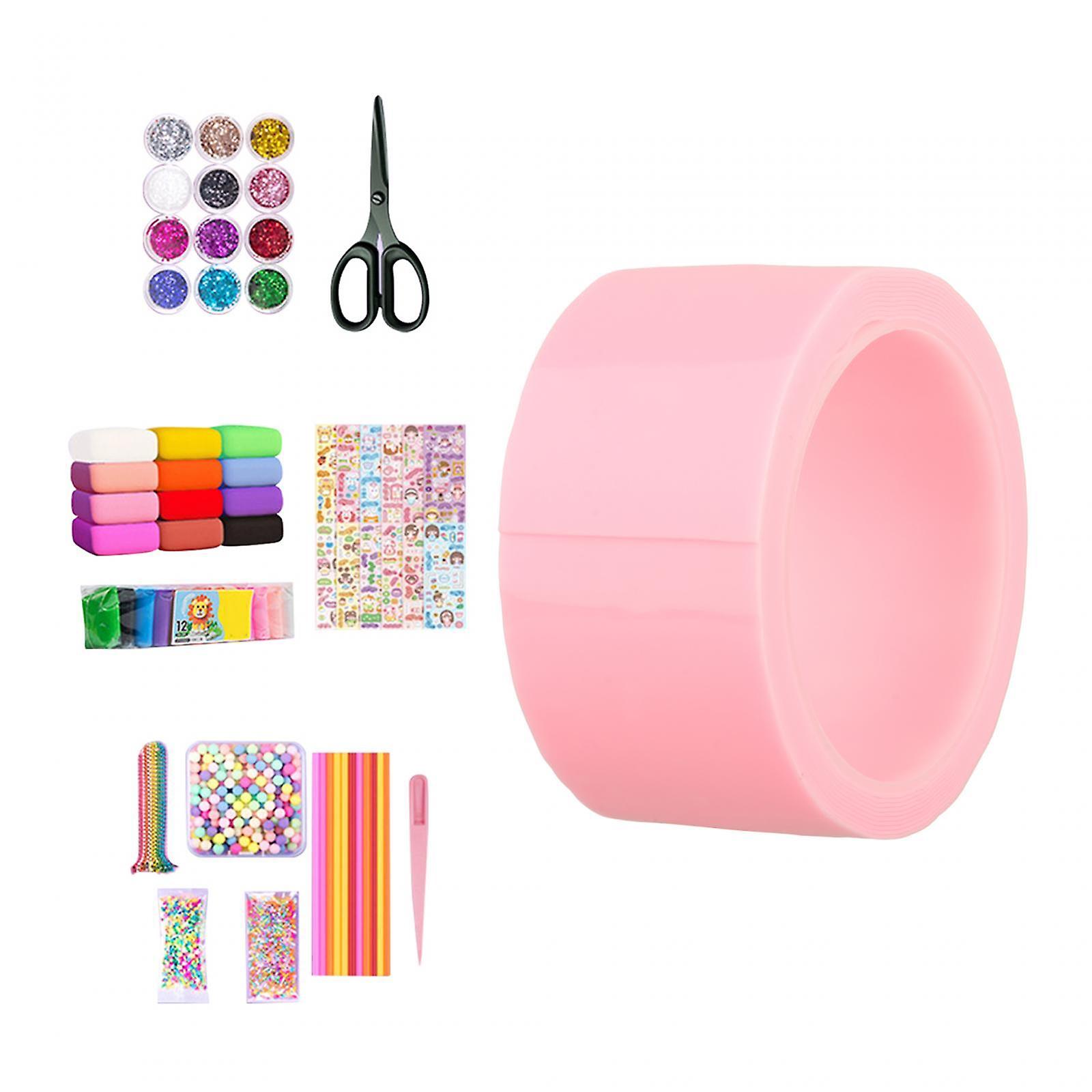 לפוצץ בועות סרט דו צדדי לילדים כיתה DIY מלאכה בעבודת יד כדור 1 גליל w כלים מלאים ורוד