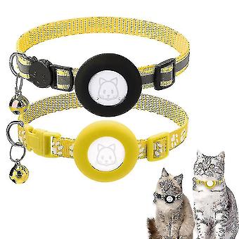 Airtag Cat Collar, Reflective Airtag Cat Collar With Bell And Silicone Waterproof Airtag Holder