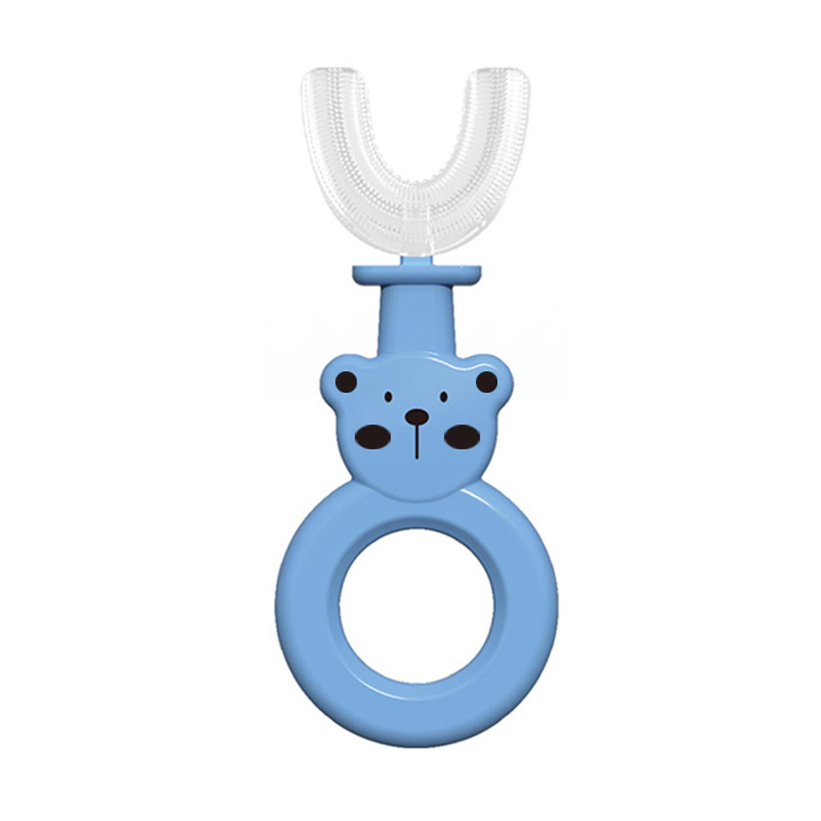 Manual Children Toothbrush with U-Shape Soft Silicone Brush Head Practical Teeth Cleaning Tool for