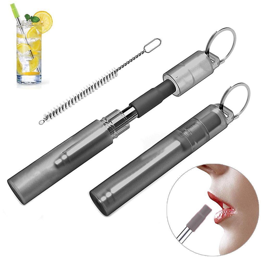 Fødevarekvalitet rustfrit stål teleskopisk halm plastskal bærbart halm