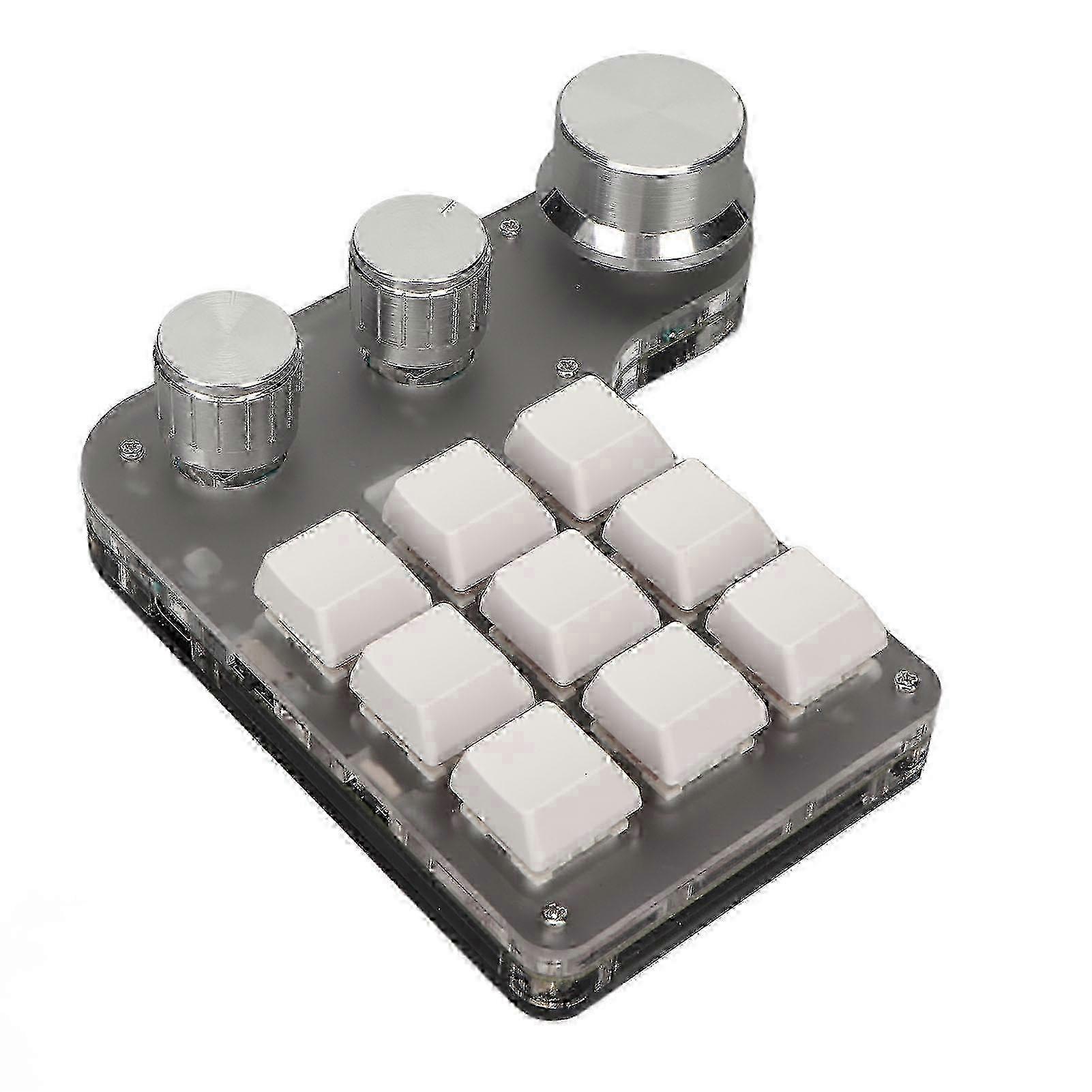 Mini Custom Keypad 9 Keys 3 Knobs Programmable RGB Backlit Programming Macro Keypad for Computer Gaming Software White 
