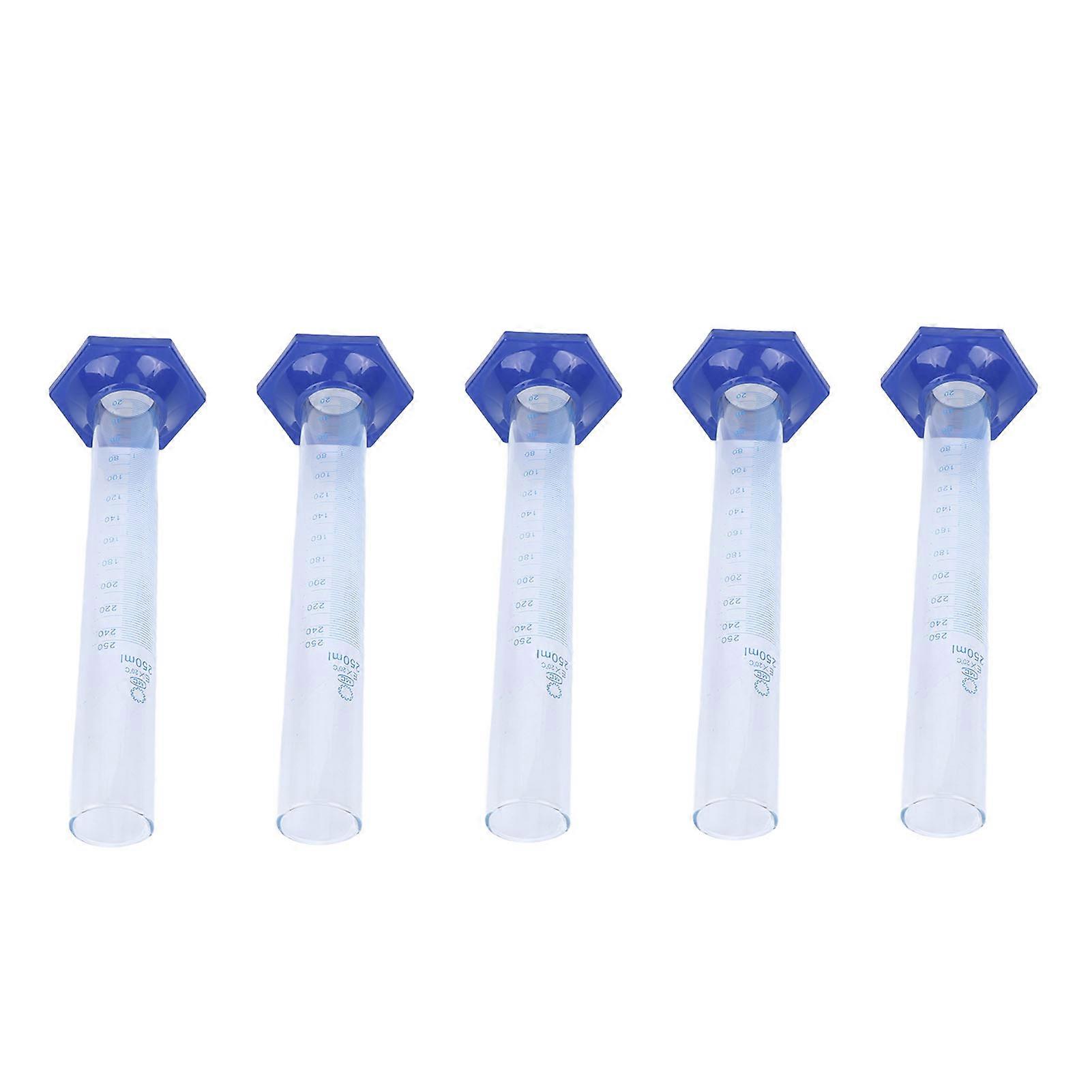 5Pcs Cilindro di misura graduato Laboratorio di vetro Attrezzatura per esperimenti scientifici 250ml