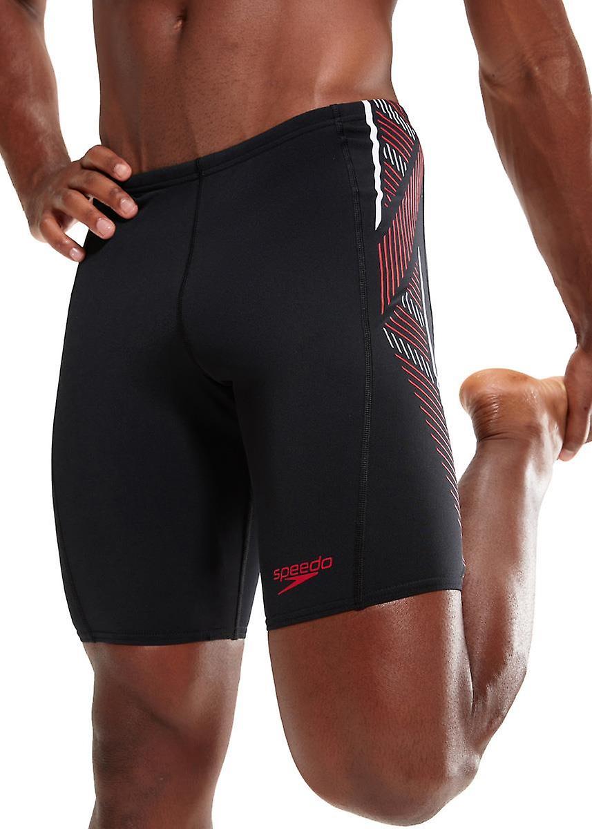 Speedo Tech Badbyxor - Svart/ Fed Röd/ Vit - Pojkar