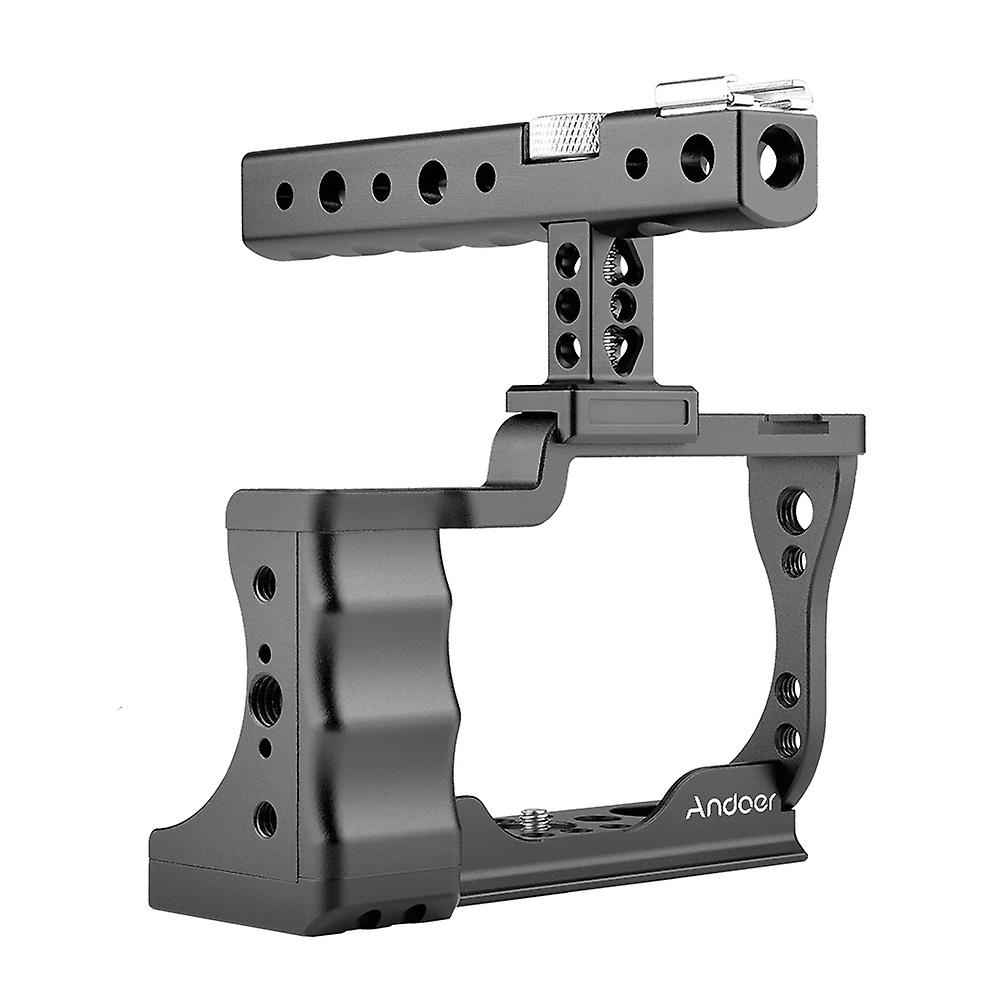 Andoer Camera Cage + Top Handle Kit Aluminum Alloy with Cold Shoe Mount Compatible with Canon EOS M5