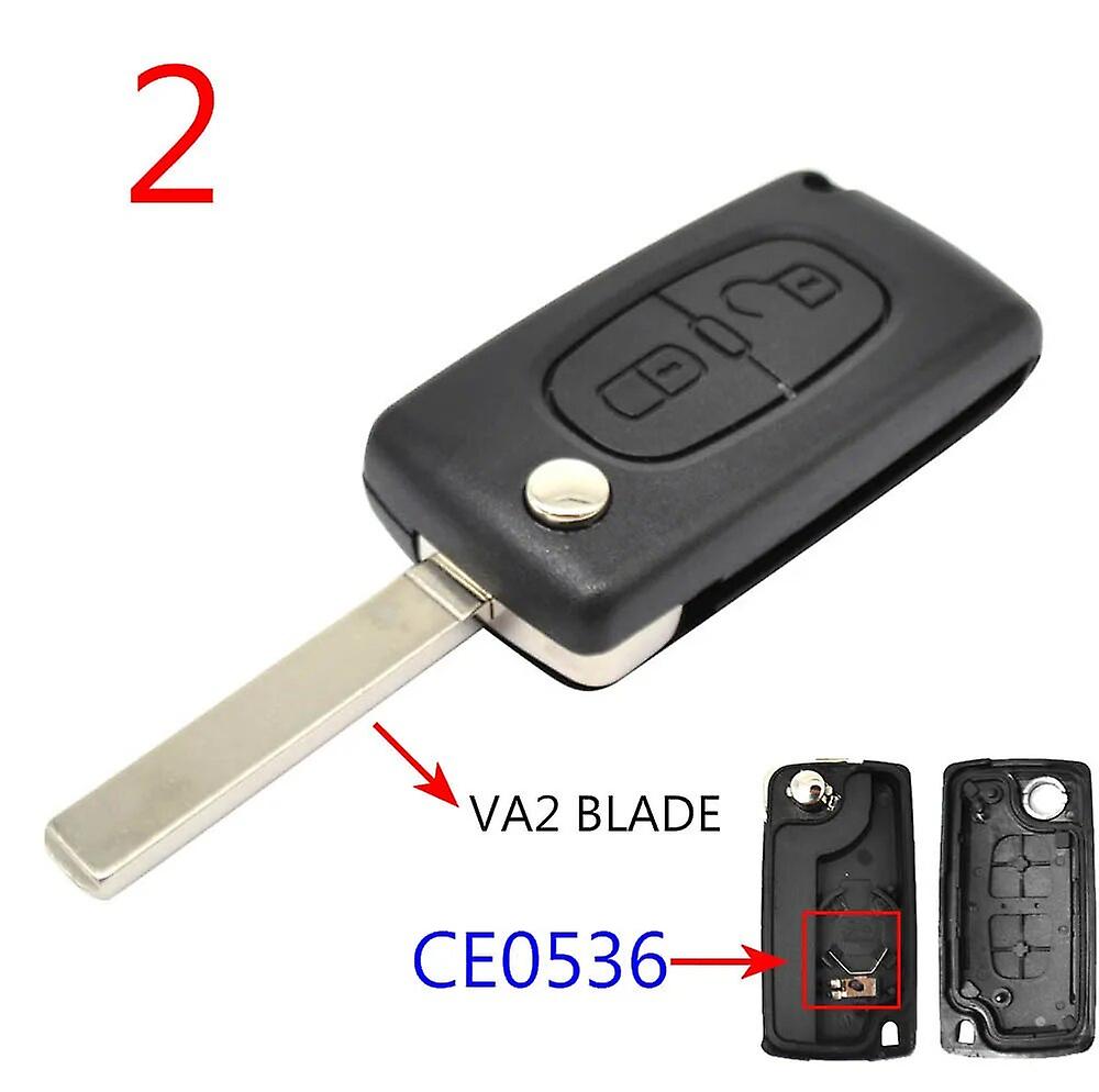 Telecomando Chiave Auto 2 Pulsanti 433MHz Per Citroën Xsara Picasso, Berlingo, Saxo | Lamiera Grezza Inclusa - 2