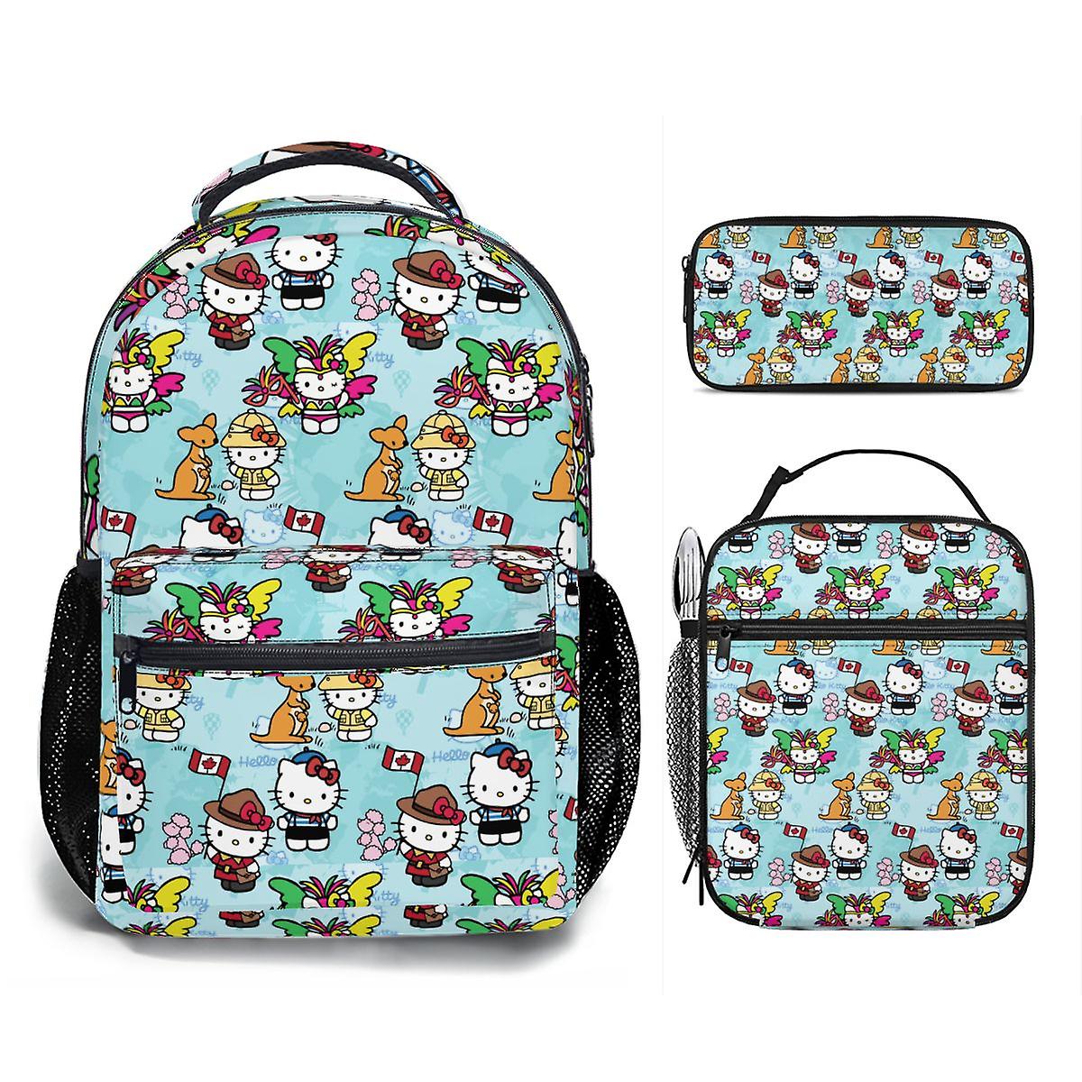 Carino Hello Kitty 3D Scuola Zaino Lunch Box Astuccio Kawaii